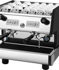 2Group Volumetric Espresso Machine With Electronic Dosing, Pro Grade Coffee Tech, Golden Black Finish, front view