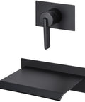 High Flow Wall Mount Tub Filler With Single Lever And Large Waterfall Spout Includes Pressure Balance Rough In Valve Matte Black Finish