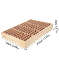 Slick Multi Grid Jewelry Tray Wooden Desktop Organizer Phone Stand For Rings Earrings And Bracelets Elegant catch all, showing dimensions of 24x35x5cm.