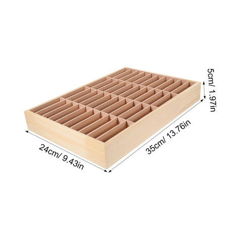 Slick Multi Grid Jewelry Tray Wooden Desktop Organizer Phone Stand For Rings Earrings And Bracelets Elegant catch all, showing dimensions of 24x35x5cm.