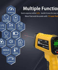 Infrared Temperature Gun With 50 To 1 Distance To Spot Ratio Minus 50 C To 1500 C Range About 2 Percent Accuracy Auto Power Off And Low Battery Indicator Non Contact Temperature Readings For Home Garage Workshop yellow handheld infrared thermometer with display and laser aiming
