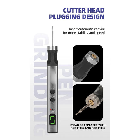 Premium Mini Cordless Rotary Grinder With Five Speed Settings for easy pen-style grip in electronics repair, features cutter head design.