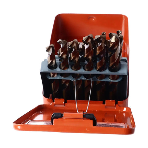 Heavy Duty 25Pc Twist Drill Bit Kit With Cobalt HSS Made For Cutting Through Stainless Steel Iron Fast Quick Chip Removal Bits Perfect For DIY Projects And Pro Jobs You Gonna Love, orange case open