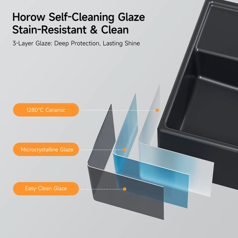 Bathroom Wash Basin(45 * 31 * 13cm) - Countertop/Wall-Mounted Recular Sink (Black) showing 3-layer self-cleaning glaze.