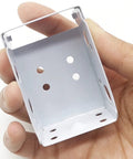 Close-up of a Six Pack Two And A Half Inch Blind Brackets Low Profile Box Mounting Brackets For Window Blinds White Durable Metal