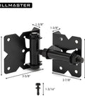 Two Pack Self Closing Gate Hinges For Wood And Vinyl Fences Heavy Duty Gate Closers With 22 Screws Swing Adjuster Tool 90 Degree Tension Black Finish Easy Install Gate Hardware Kit with measurements