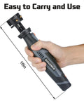 Hand holding 8V Pro Grade Cordless Tungsten Electrode Sharpener For TIG Welding, showing portable size and grip