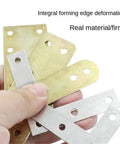 Rock Solid L Bracket Corner Brace 100 Pcs Nickel Plated Steel Mending Plates for Furniture Repair and Shelf Support held in hand.
