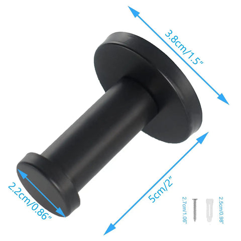 Six Pack Round Stainless Steel Coat Hooks Wall Mounted Heavy Duty Hangers SUS 304 Black Finish single hook dimensions
