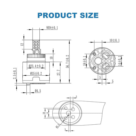 Heavy Duty 35MM Ceramic Faucet Cartridge Replacement size diagram showing dimensions for precise fitting in kitchen or bathroom faucets.