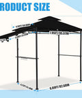 Diagram of 5x8 Grill Gazebo With Extra Shade Awning Party Ready Vibe All Weather Steel Frame Double Tier Canopy Roof Black