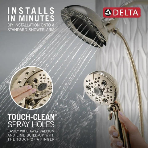 5-Spray In2ition Dual Shower Head With Handheld Spray, H2Okinetic PowerDrench For 3X Coverage, Magnetic Docking, Polished Nickel Finish