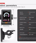UKS2 Plus Ebike Display With USB Port For BBS01 BBS02 BBSHD Mid Drive Motors, showing dimensions and product parameters