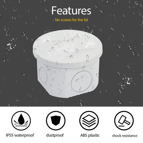 Heavy Duty Waterproof Junction Box IP55 Dustproof Abs Plastic Electrical Enclosure For Outdoor Wiring Projects Built Like A Tank With No Sweat Sealing In White with water droplets.