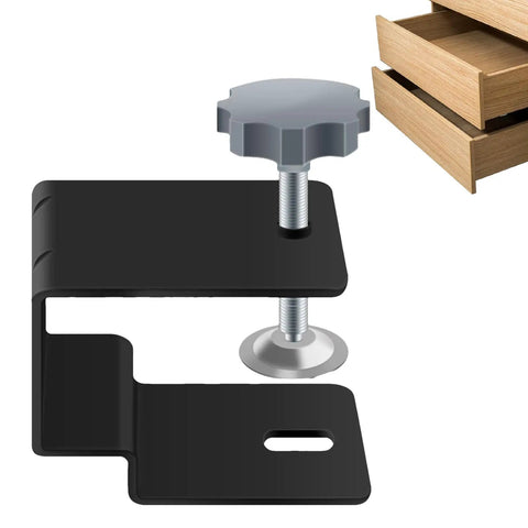 Multi Purpose Cabinet Installation Kit With Pro Grade Adjustable Drawer Jig And Locking Clamp Woodworking Fixture For Precise Desk Assembly Ergonomic Knob Clamps For Stable Furniture Installations Workshop Gear For DIY Projects close-up view
