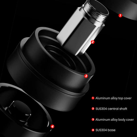 Premium Gravity Coffee Distributor And Espresso Leveler For Portafilter Automatic Ground Spreader Barista Essential Tool Buttery Smooth Extraction 53 Mm compatible SUS304 central shaft and aluminum alloy components.