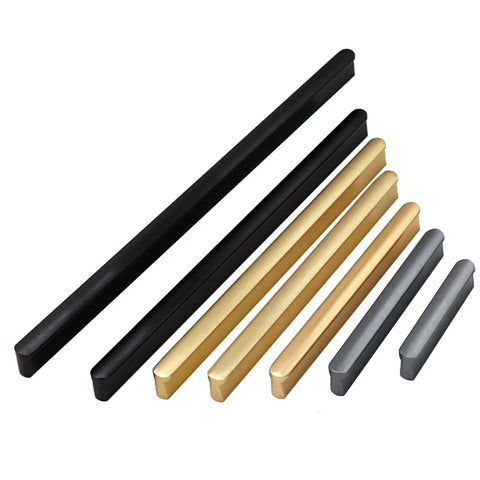 Two Pack Aluminum Cabinet Door Handles Black Cupboard Knobs Pulls Wardrobe Handles With Screws For Kitchen Bedroom Furniture Drawer Pulls
