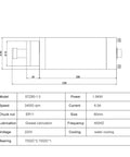 Diagram of Heavy Duty Water Cooled CNC Spindle Motor 1.5kW With ER11 Collet, dimensions 230mm x 80mm, water cooled, for engraving.