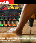 Cordless Drill Organizer Wall Mount Power Tool Storage Rack With Five Hanging Slots Wooden M003W1 for garage use