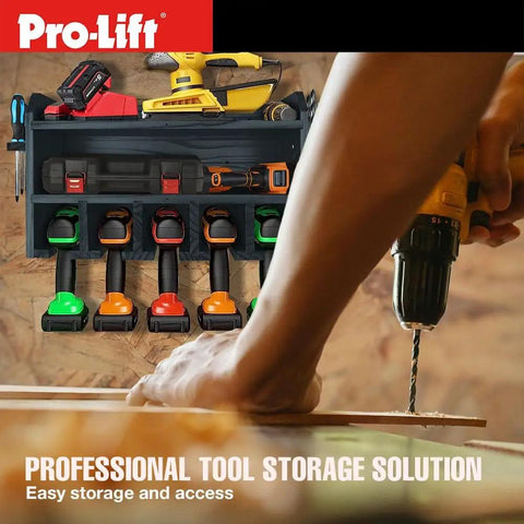 Cordless Drill Organizer Wall Mount Power Tool Storage Rack With Five Hanging Slots Wooden M003W1 for garage use