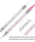 Rhinestone Picker Tool Set For Nail Art Dual Head Bedazzling Pen With Wax Tips detailed view of crystal barrels.