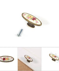 Ceramic Cabinet Handles Antique Brass Pulls Vintage Drawer Knobs For Kitchen Cupboard Bar Pastoral European Style Flower Door Hardware