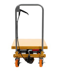 Heavy Duty Hydraulic Scissor Lift Cart 330 Pound Capacity Built Tough Foot Pump adjustable handle and wheels for easy transport.