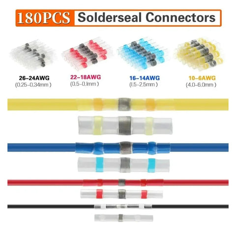 Check Out This Awesome 180 Piece Butt Wire Connector Terminal Kit With Heat Shrink Solder Seal Sleeves Perfect For Heavy Duty Splicing Automotive And Marine Electrical Cable Projects That Hold Up Tough Like A Boss. 180-piece solder seal connectors, assorted AWG sizes