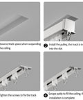 Curved Curtain Track System Extra Long Heavy Duty Recessed Ceiling Rod For Bay Windows Showers And Room Dividers Built Tough Aluminum Track Easy To Cut To Fit Weather Resistant With Smooth Single Roller Hooks installation steps with recessed ceiling rail and hooks