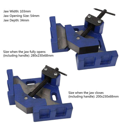 Heavy Duty Right Angle Clamp For Welding And Woodworking Adjustable Jaws High Strength Cast Iron Fixture 90 Degree Corner Clamp