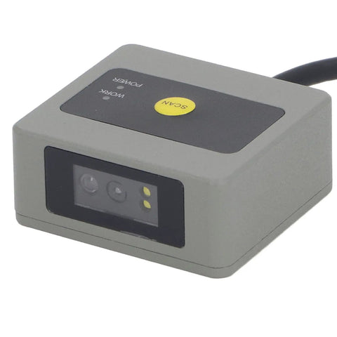 Fixed Mount Industrial Barcode Scanner With Beefy Aluminum Alloy Housing Reads 1D 2D And QR Codes Fast At 120fps Auto Sensing And Button Trigger