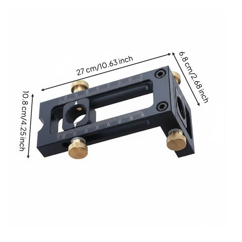 Premium Adjustable Hole Positioning Jig With Stainless Steel Sleeves For Accurate Doweling And Cabinet Assembly, 27x10.8cm size.