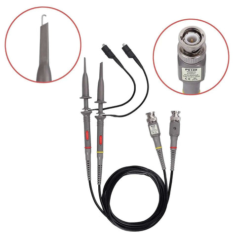 Universal Oscilloscope Probe Kit With 100MHz Clip Probes And BNC To Minigrabber Test Leads For 10 To 1 And 1 To 1 Switchable Bandwidth