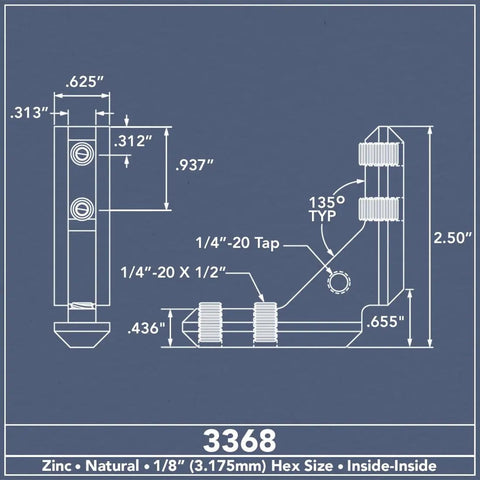 Beefy 90 Degree Aluminum Corner Bracket For 80 20 T Slot Extrusions Inside Corner Connectors For 15 And 40 Series Quarter Inch Twenty Tapped Hole 2.5 Inch By 2.5 Inch By 0.625 Inch 10 Pack