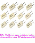 Ceramic Cement Resistor Kit 5W DIY Assortment Pack With 0.05 Ohm To 1 Ohm Values Includes 10 Types And 49 Pieces