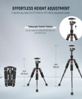 Compact Portable Travel Mini Tabletop Tripod With 360 Degree Ball Head Aluminum Desk Tripod height adjustment diagram