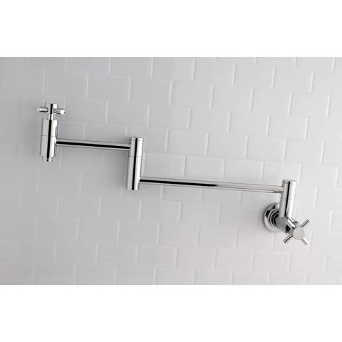 Concord Pot Filler Wall Mount Polished Chrome Finish Drip Free Ceramic Disc Cartridge Half Inch NPT Connection 20 Inch Reach