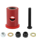 Road Warrior Shifter Isolator Bushing Kit For Eaton Fuller Heavy Rigs Replacement Fits Freightliner Kenworth Peterbilt Mack Volvo K3399 MS99-63399 red bushing with bolts, nuts, and washers.
