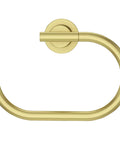 Gold towel ring, round wall mount, contemporary style, side view