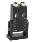 Premium Woodworking Punch Locator With 15 Degree Inclined Angle Hole Guide For Drill Bits And Precision Jointing, Compact Aluminum Alloy Fixture showing scale and dual holes.
