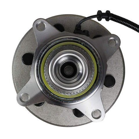 Front view of Front Wheel Hub Bearing Assembly For 4x4 Ford F150 2004 2005 6 Lug With ABS, featuring flange and wiring