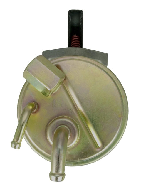 Top view of mechanical fuel pump replacement for Chevrolet and GMC trucks and SUVs, showing inlets and outlet fittings.