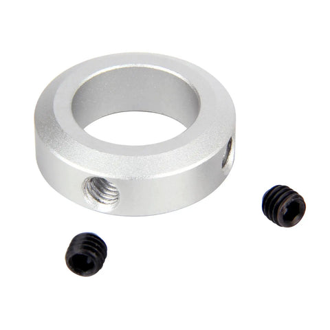 Six Millimeter Bore Shaft Collars Aluminum Alloy Screw Style Clamps, 12 Mm Outer Diameter, 6 Mm Width, close-up with screws