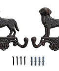 Built Solid Cast Iron Wall Mount Pet Hooks Set Of Two Double Hook Design Rustic Brown Finish Includes All Necessary Screws For Quick Hang Any Spot In The House Or Shed.