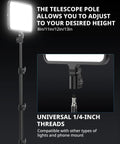 Adjustable height tripod of Two Pack LED Video Light Kit With 20W Ring Lights And 300 LEDs, featuring universal 1/4-inch threads.