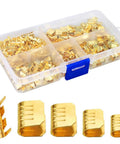 500 Pcs U Shape Copper Ring Terminals Crimp Kit Non Insulated Assortment in compartmentalized box showing connectors