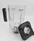 Extra Pitcher Jar For K95 Blender 85oz 2400ml Clear Cup With Short Blade Assembly shown with vented lid on side.