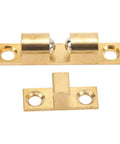 Cabinet Door Catch Brass Ball Tension Latch Set Adjustable Double Ball Design with gold screws, 60mm, for cabinets and tables