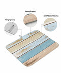 Wood Grain Blue Beige Dish Drying Mats 2 Pack For Kitchen Counter 18x24 Inches Vintage Farm Microfiber Absorbent with hanging loop