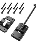 Road Warrior Six Inch T Style Entry Door Holder For Camper And RV Setups showing black plastic mounts and screws for installation.